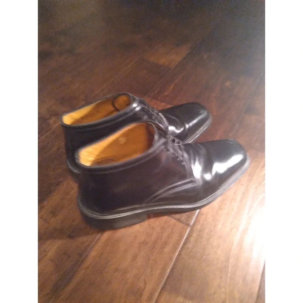 Cole Haan Black Leather‎ Ankle Boots Dress Casual Square Toe Lace Up